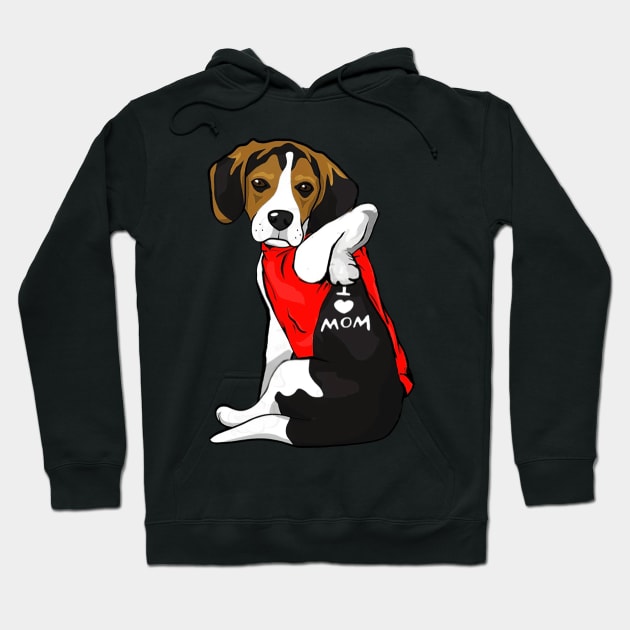 Beagle Dog Tattoo I Love Mom Cute Dog Mother's Day Hoodie by Ripke Jesus